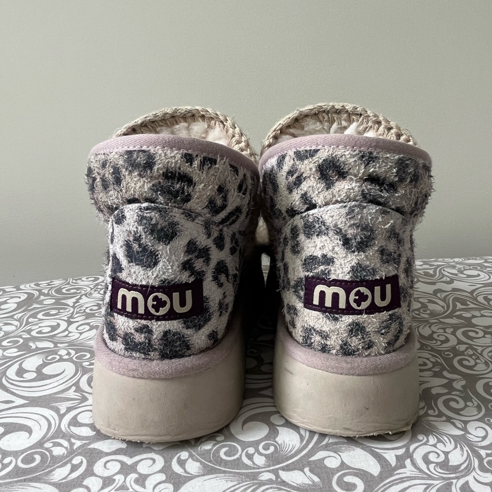 MOU Leopard Print Bounce Fleece Lined Ankle Boots - Picture 4 of 9